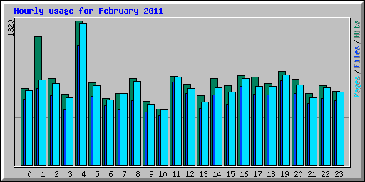 Hourly usage for February 2011