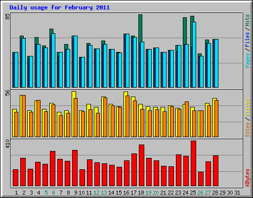 Daily usage for February 2011