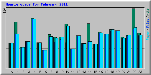 Hourly usage for February 2011