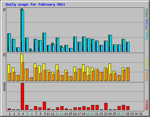 Daily usage for February 2011