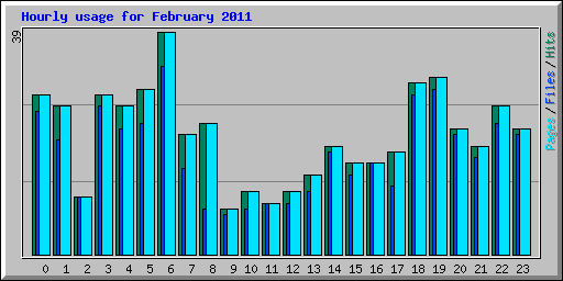 Hourly usage for February 2011