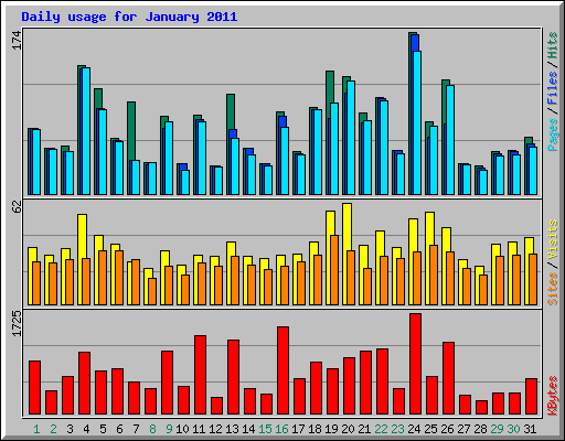 Daily usage for January 2011