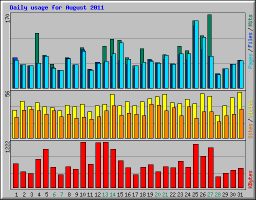 Daily usage for August 2011