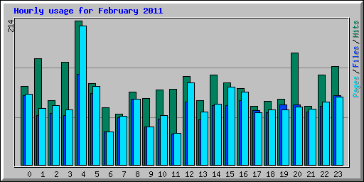 Hourly usage for February 2011