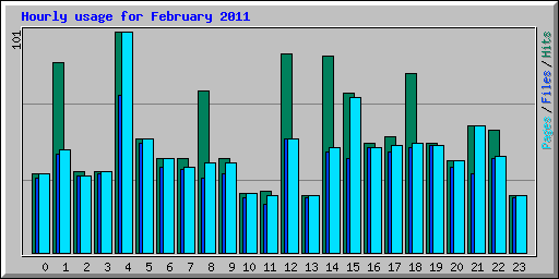 Hourly usage for February 2011
