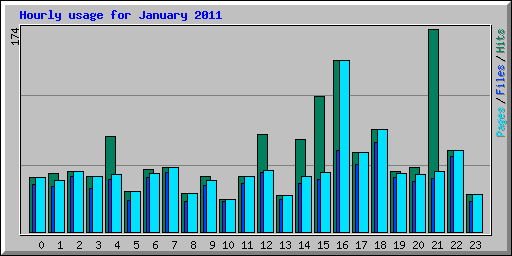 Hourly usage for January 2011
