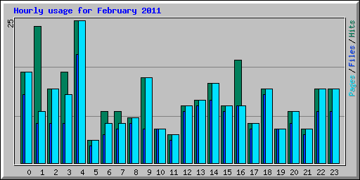 Hourly usage for February 2011
