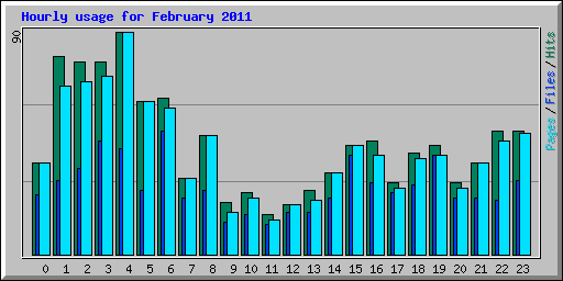 Hourly usage for February 2011