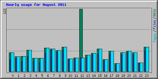 Hourly usage for August 2011
