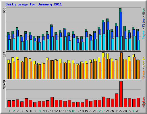 Daily usage for January 2011