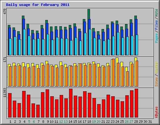 Daily usage for February 2011
