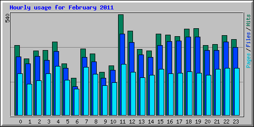 Hourly usage for February 2011