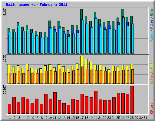 Daily usage for February 2011