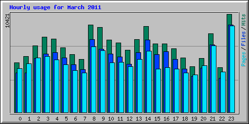 Hourly usage for March 2011