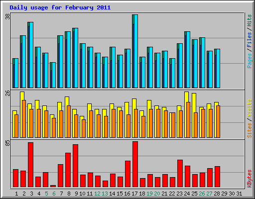 Daily usage for February 2011