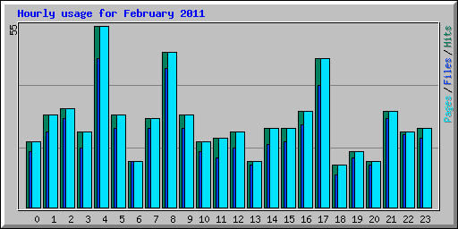 Hourly usage for February 2011