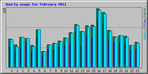 Hourly usage for February 2011