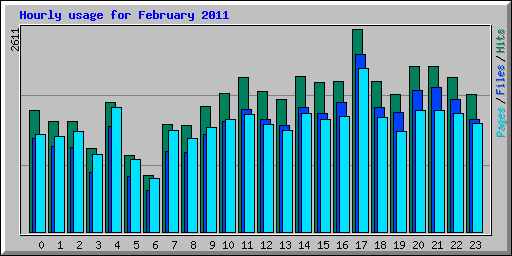 Hourly usage for February 2011