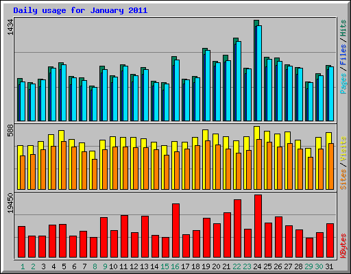 Daily usage for January 2011