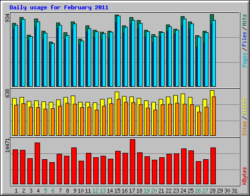 Daily usage for February 2011