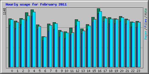 Hourly usage for February 2011