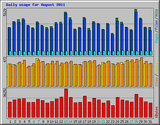 Daily usage for August 2011