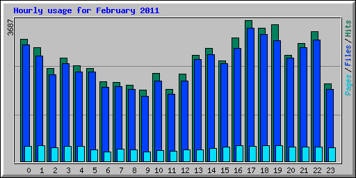 Hourly usage for February 2011