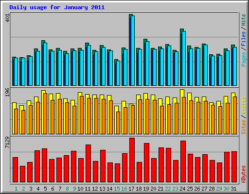 Daily usage for January 2011