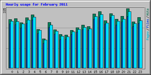 Hourly usage for February 2011