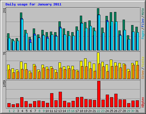 Daily usage for January 2011