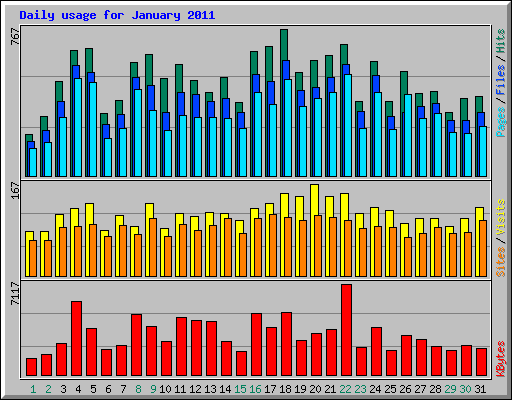 Daily usage for January 2011