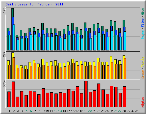 Daily usage for February 2011