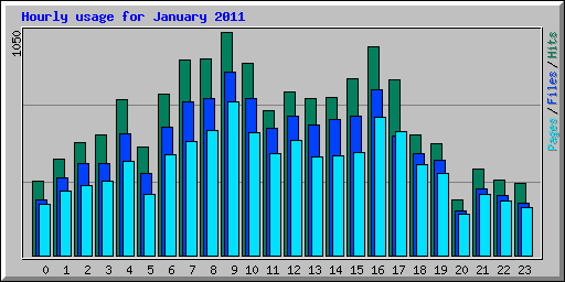 Hourly usage for January 2011