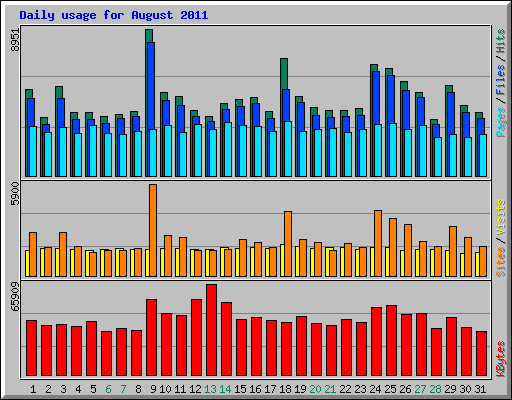 Daily usage for August 2011