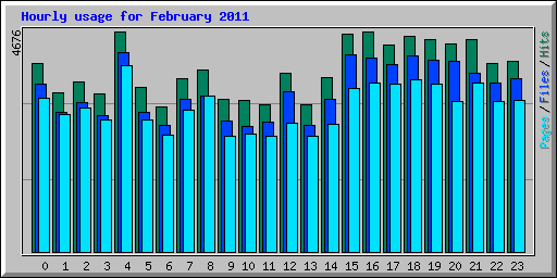 Hourly usage for February 2011