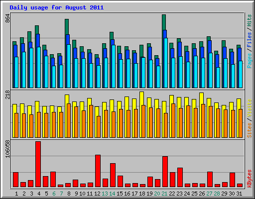 Daily usage for August 2011