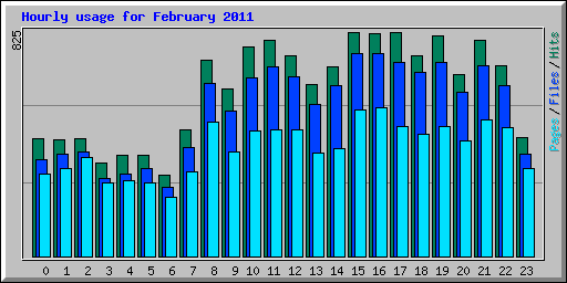 Hourly usage for February 2011