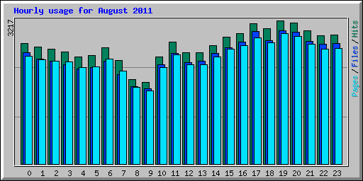 Hourly usage for August 2011