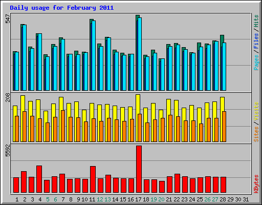 Daily usage for February 2011