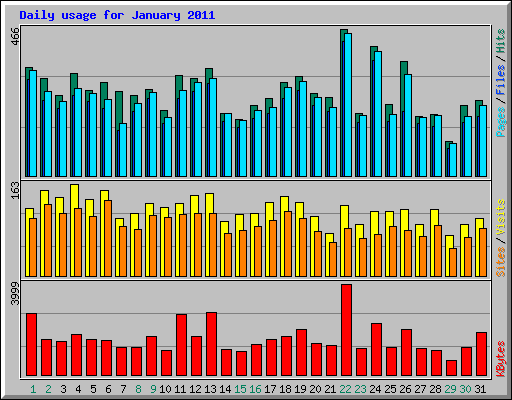 Daily usage for January 2011