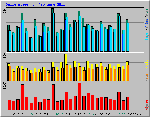 Daily usage for February 2011