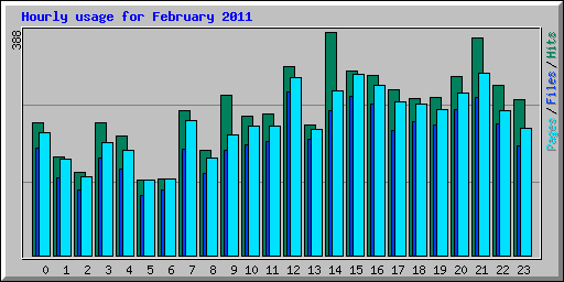 Hourly usage for February 2011