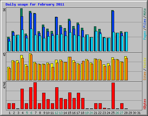 Daily usage for February 2011