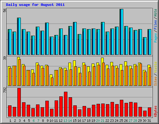 Daily usage for August 2011