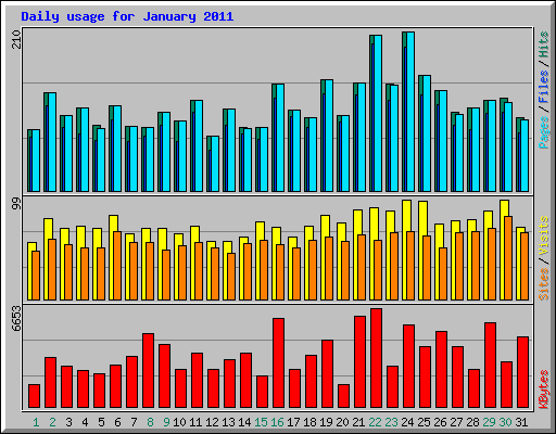 Daily usage for January 2011