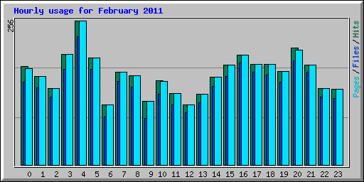 Hourly usage for February 2011