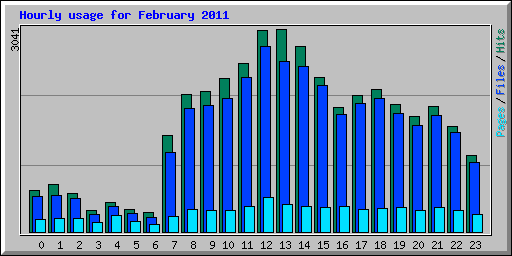 Hourly usage for February 2011